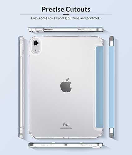 Miniatura 6 de MoKo Funda para iPad de 10 generación 2022, iPad 10.9 con cubierta trasera de TPU suave translúcida esmerilada, funda protectora delgada con función