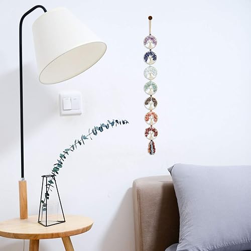 Miniatura 8 de Jovivi Paquete – 2 artículos de adorno colgante de árbol de la vida de doble corazón, 7 chakras reiki curativo percha + 7 chakras árbol de la vida,