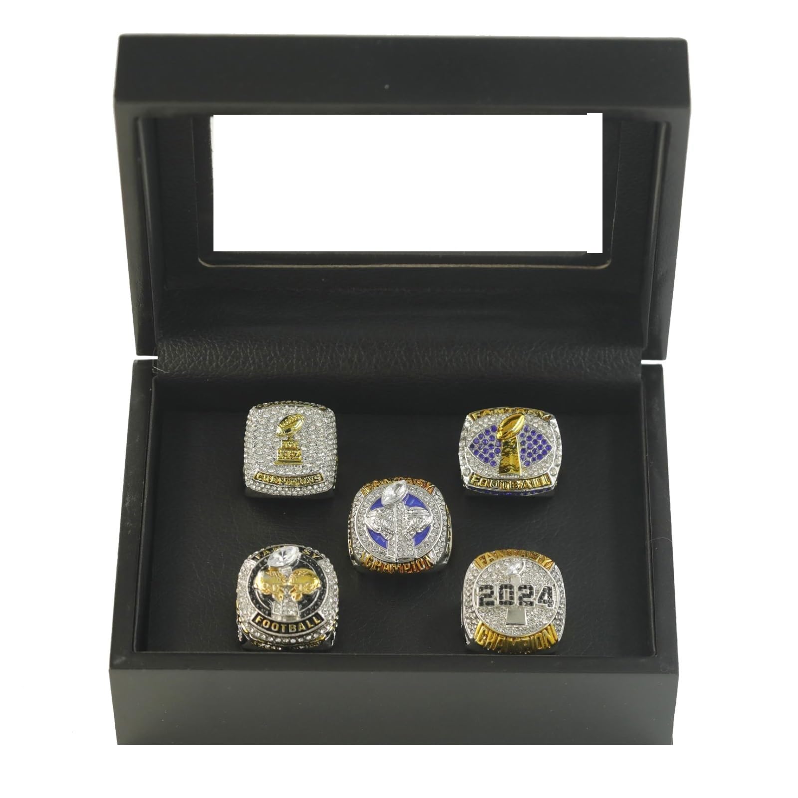 5 Stück Fantasy-Football-Ringe 2020 2021 2022 2023 2024 Meisterschaftsringe FFL-Meisterschaftsringe Fan-Erinnerungsstücke Fußball-Displays(Size:13)