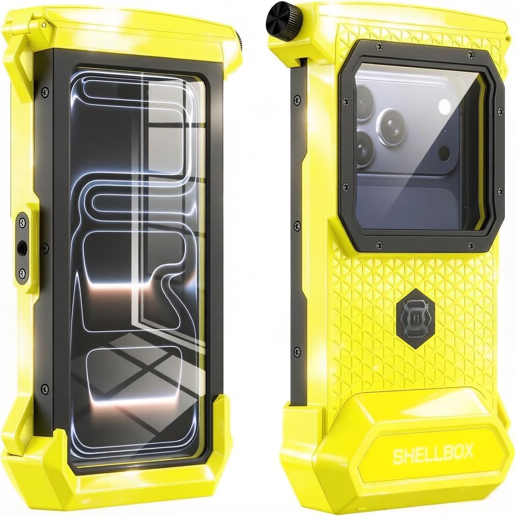 Mangix Underwater Touch Screen Compatiable Phone Case,Universal Snorkeling Diving Photo Video Diving Housing for iPhone 17/16/15 Pro Max,Galaxy S26/25/24 Ultra (Yellow)