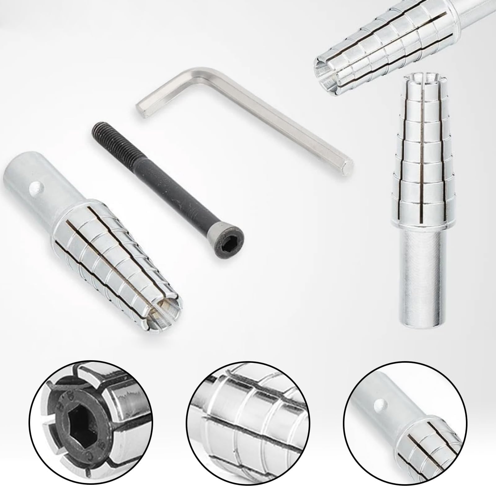 3 pezzi anello Resizer 7-14 mandrino ad anello espandibile con chiave a brugola esagonale in acciaio anello barella strumento strumento per la creazione di anelli per tornio strumento per anello