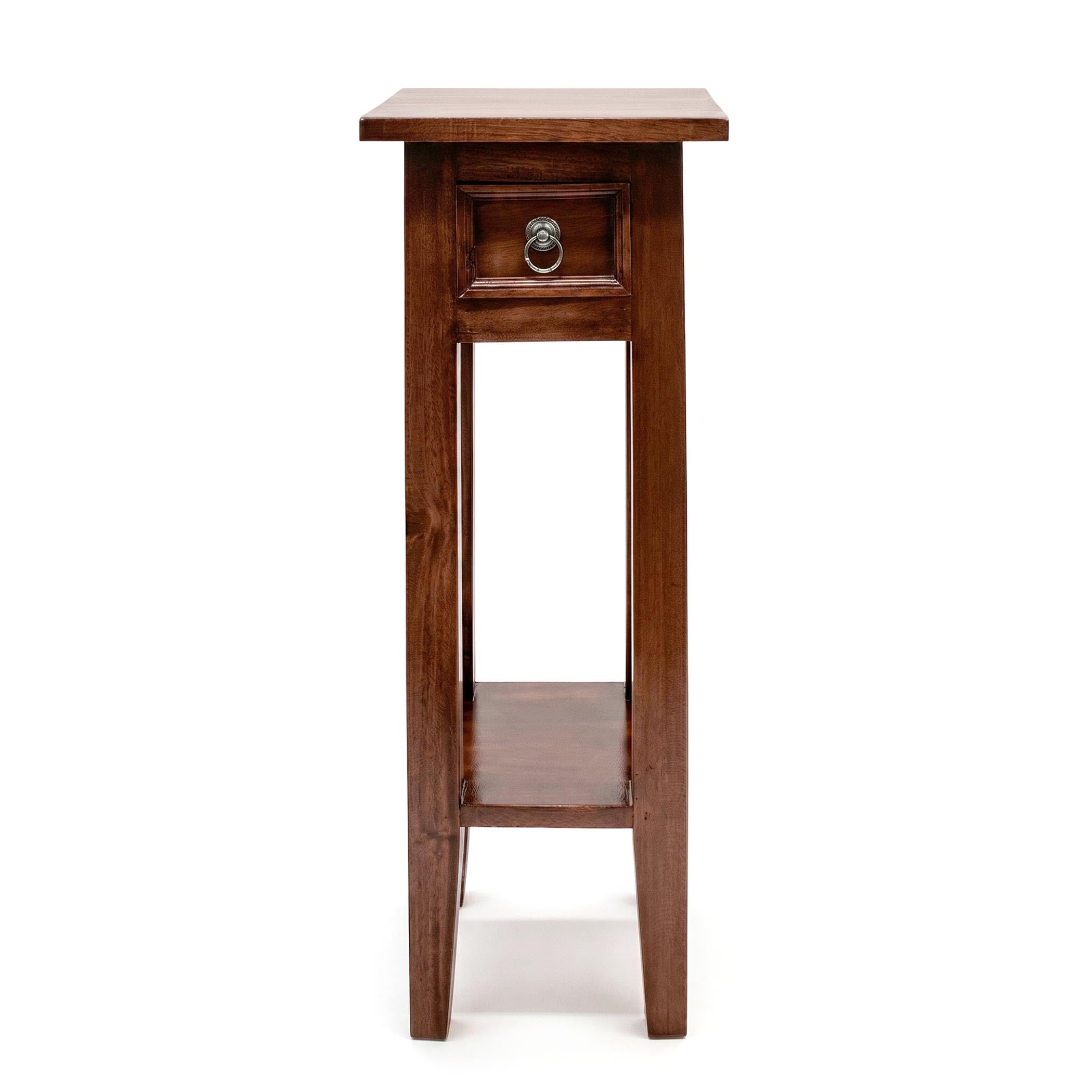 Spetebo Tavolino in mogano con cassetto 67 x 25 cm – marrone – tavolo per telefono vintage in legno