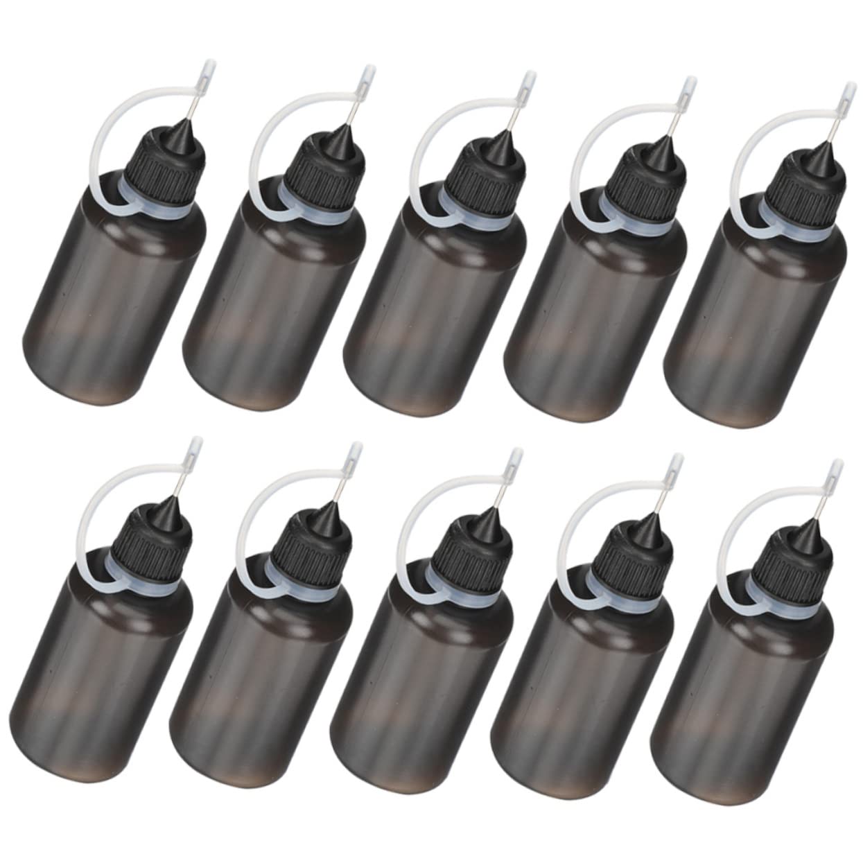 BESTYASH 5 Sätze Ölflasche Nadel Düse Klebstoff-tropfflaschen Quetschen Wasserflasche Flasche Zum Auftragen Von Klebstoff Kleine Plastikflaschen Für Flüssigkeiten Sport Schwarz 10 Stück * 5