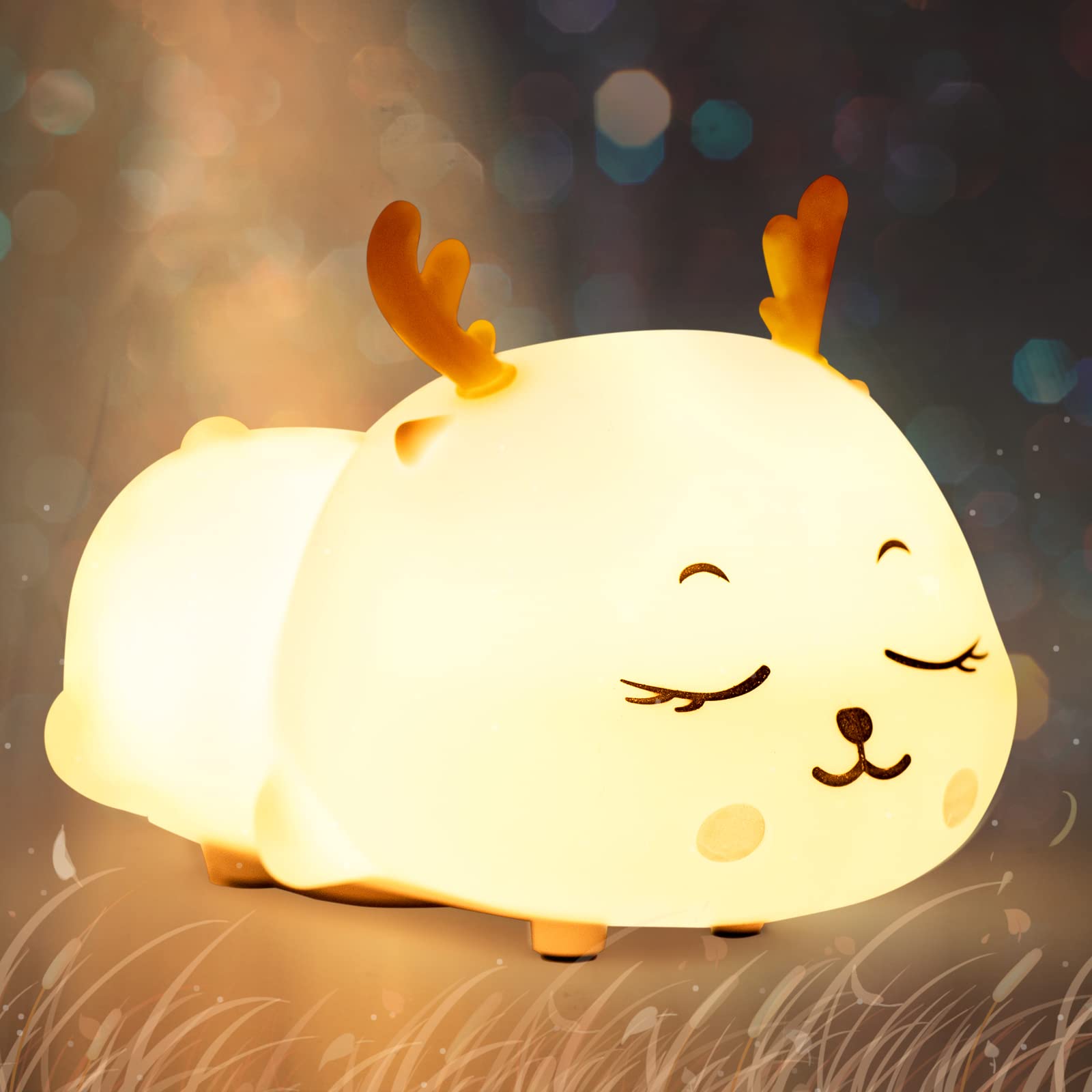 CHWARESNight Light for Kids, Milu Deer Nursery Night Lights with Battery, 7 Color Table Lamp, Room Decor, USB Rechargeable, Cute LED Multicolor Gifts for Baby, Children, Toddlers, Teen Girls