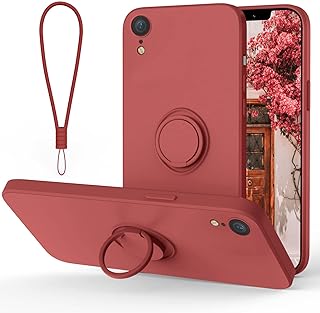 ORDA Coque de protection en silicone pour iPhone XR - Avec anneau de support - Ultra fine - Protection de l'appareil photo...