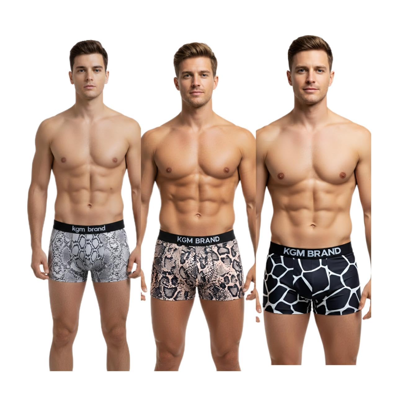 kgm brand 3 Pice Combo Men's Micro Silk Underwear Brief and Trunks, Snake Print Pattern, Black and Brown, Super Thin Elastic Fabric, Multiple Sizes S-XXL, Soft Comfortable Feel-picture-39