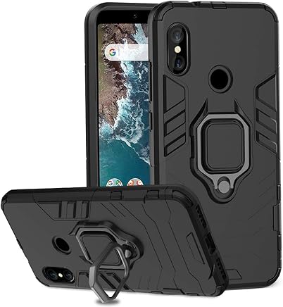 Ferilinso Funda para Xiaomi Mi A2,Elegante Armadura h?brida Robusta Funda de Doble Capa de Alta Resistencia para PC Duro Caso con Anillo Grip Kickstand y Soporte de la funci?n de Montaje (Negro)