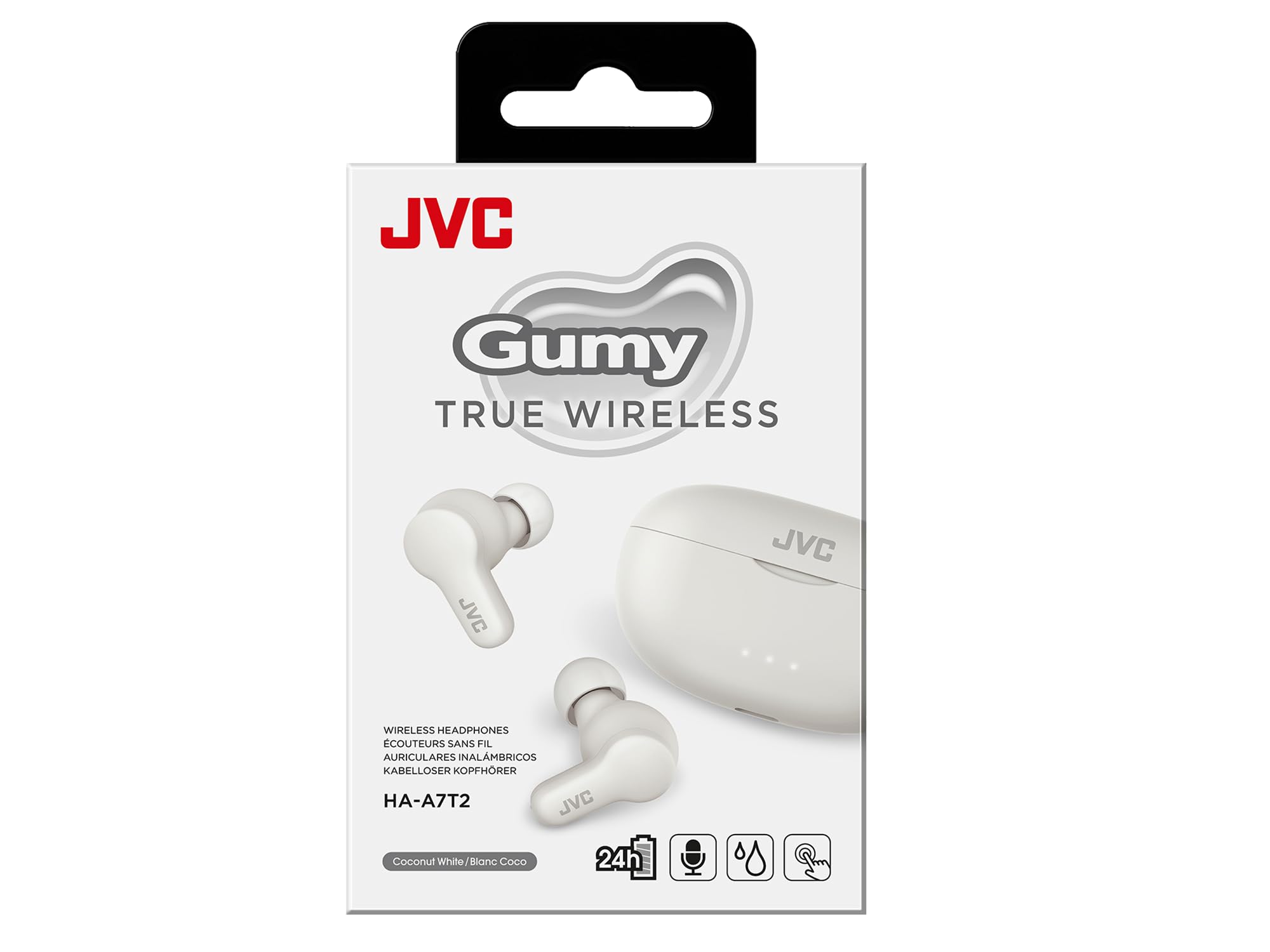 JVC HA-A7T2 Gumy Casque Bluetooth sans Fil avec Batterie 24 Heures Blanc
