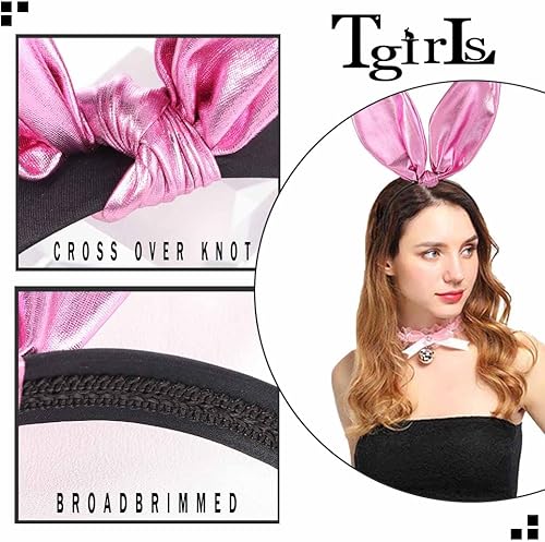 Miniatura 3 de Tgirls Diadema con orejas de conejo orejas de conejo aro para el cabello para mujer diadema de Pascua bonita diadema para fiesta de disfraces de