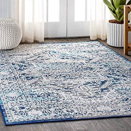 JONATHAN Y Modern Persian Vintage Medallion, Country, Easy Cleaning, for Bedroom, Kitchen, Living Room, Non Shedding Area Rugs, 5 X 8, Navy/Light Grey