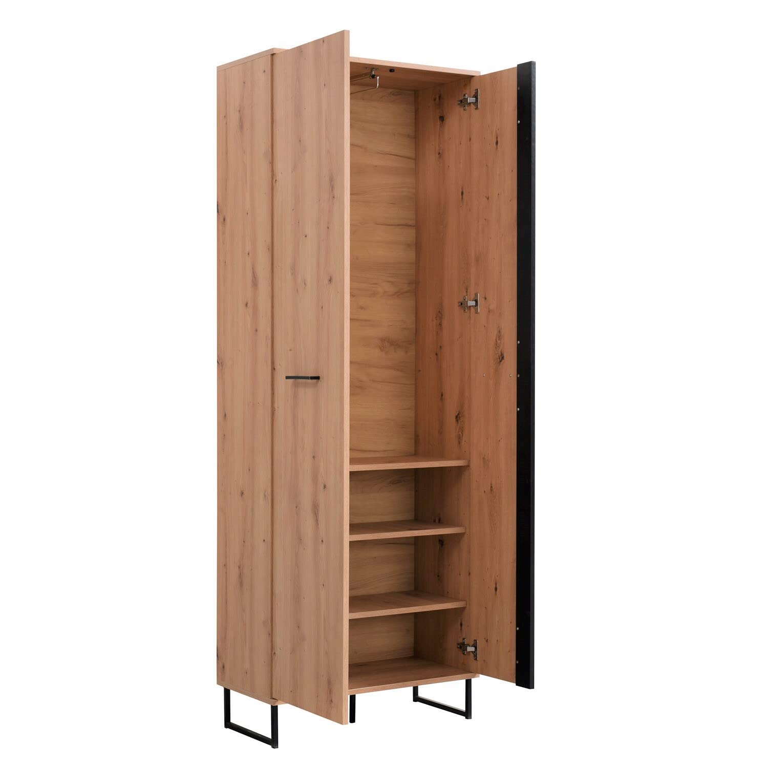 Homestyle4u 5-teilig Garderobenset Eiche Grau Holz Flurgarderobe Set