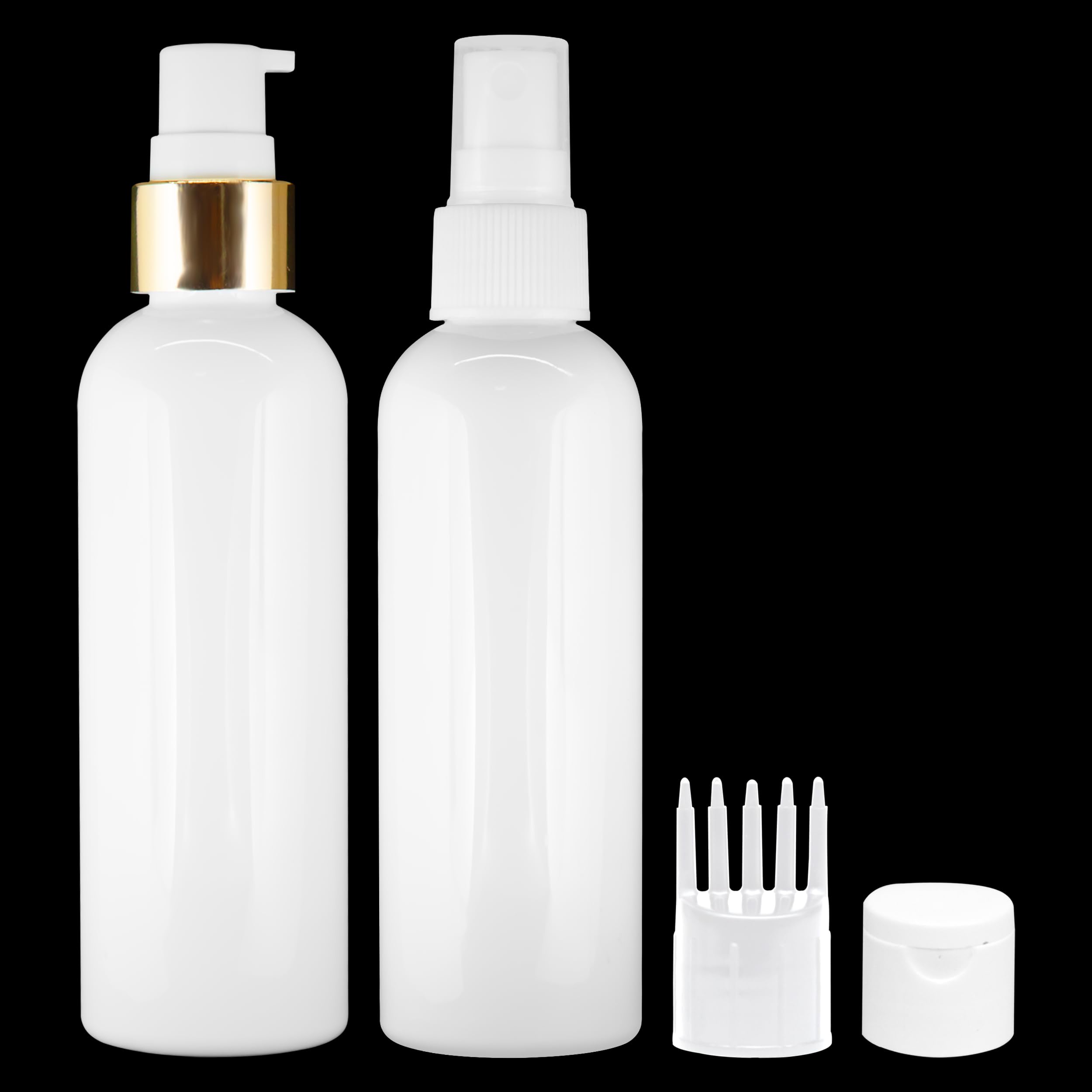 2 Cylindrical Shape Bottle Durable Refillable Containers With 1 Pump Bottles Dispenser, 1 Spray Atomizer, 1 Root Comb Applicator And Filp Top Cap Perfume, Liquids, Shampoo, Body Soap,White-image-21