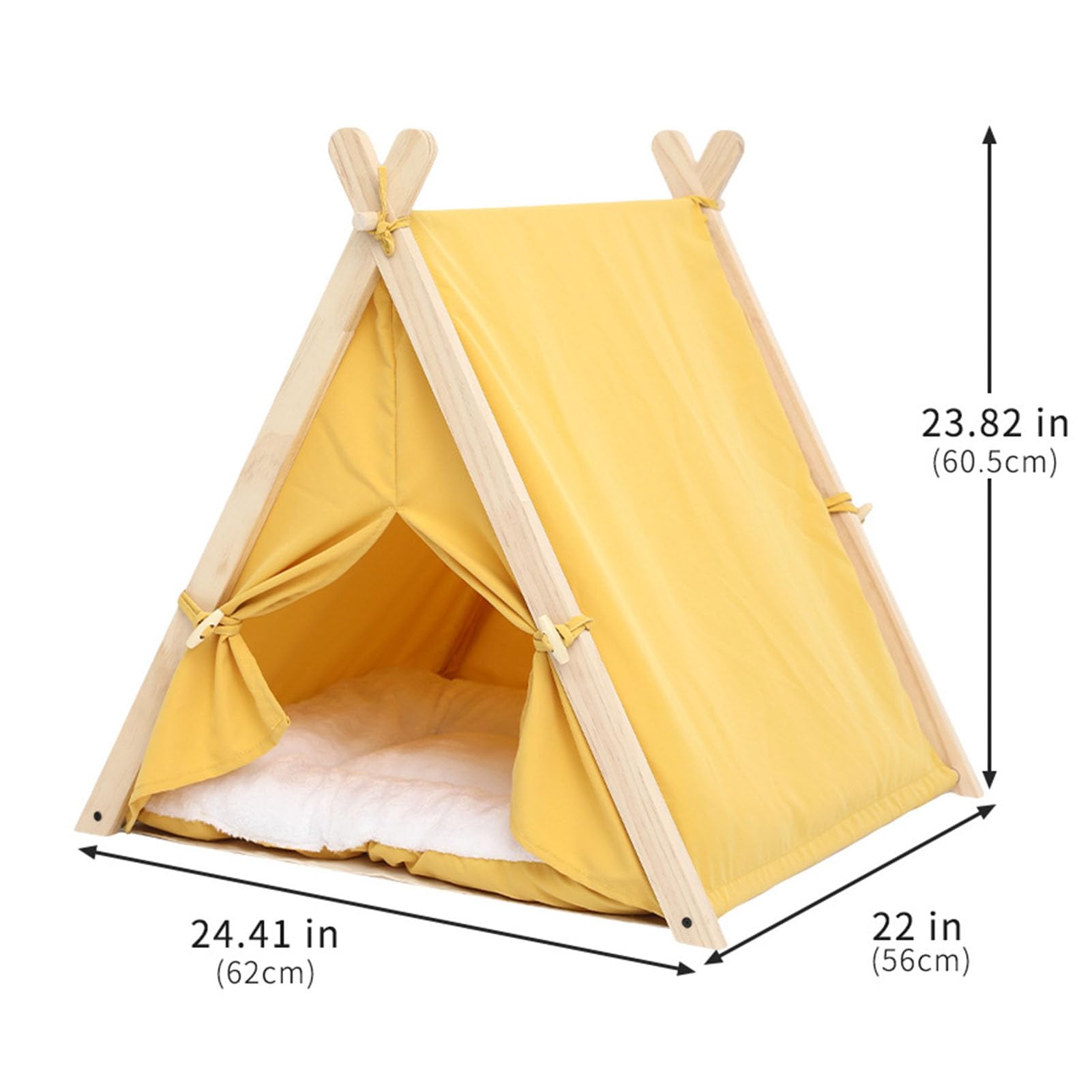 Tenda Teepee Per Animali Domestici Per Cani E Gatti, Cuccia Per Cani da Interno Portatile da 23,8 Pollici, Tenda Teepee Per Gatti Lavabile (5 Colori Opzionali)(暖黄色)