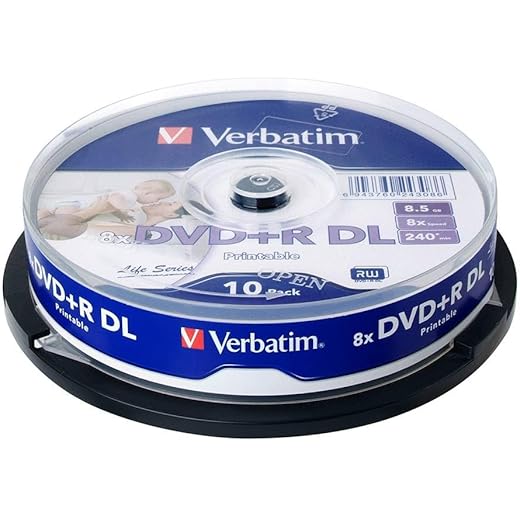 Verbatim Blank DVD+R DL 8X 5GB Pack of 10
