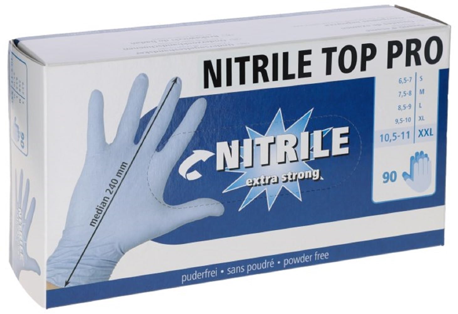 Kerbl Nitrilo Top Pro, XXL azul guantes des. 90 uds s. polvo