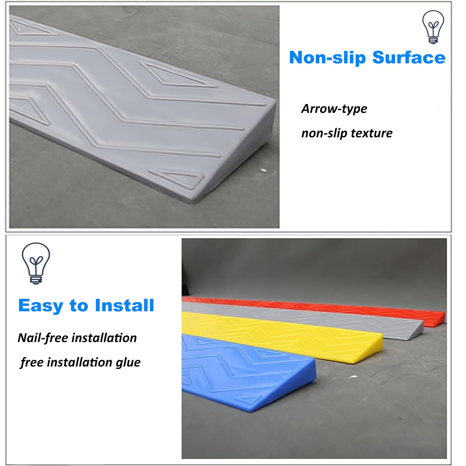 Negro,100 * 13 * 6 cm,Puerta Umbral Rampa, Acceso Umbral Rampas para Sillas De Ruedas para Barrer Robots Bicicletas Scooters Equipaje