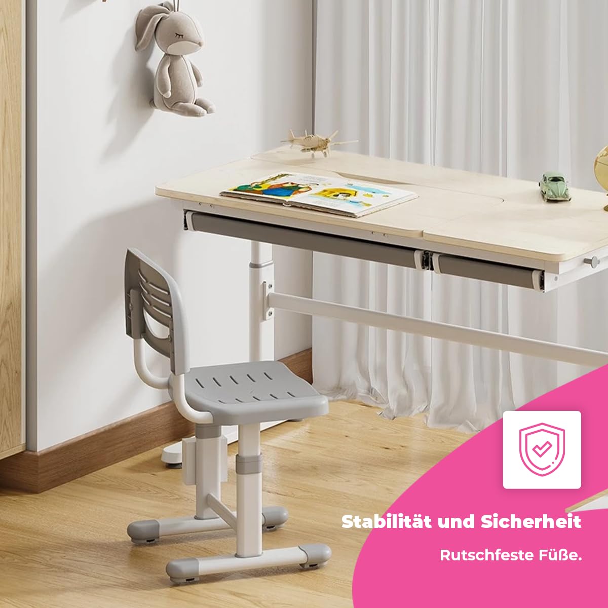 Spacetronik Kinderstuhl Höhenverstellbar ohne Rollen, Ergonomischer Kinder Schreibtischstuhl für 120–160 cm, Mitwachsend, Kinder Schreibtisch Stuhl für Kinderzimmer, Lernen & Hausaufgaben