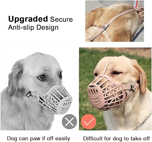 Miniatura 6 de Hocico de la suerte para perros pequeños, medianos y grandes para dejar de ladrar, morir y masticar (tamaño 1, hocico, 7 pulgadas, pomeranian, Beige)