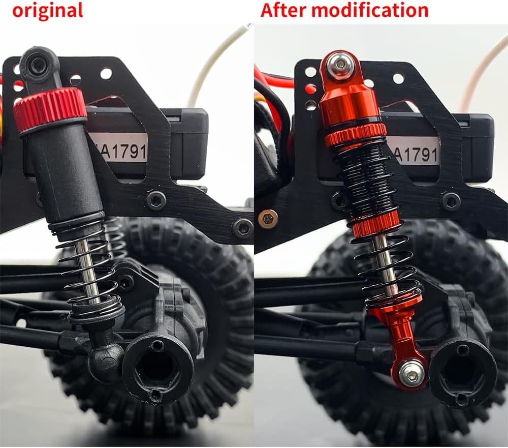 RCLIONS RC Car Shocks 53mm Oil Shock Absorber for Redcat Ascent 1/18th RC Crawler Car Upgrade Parts (Red)
