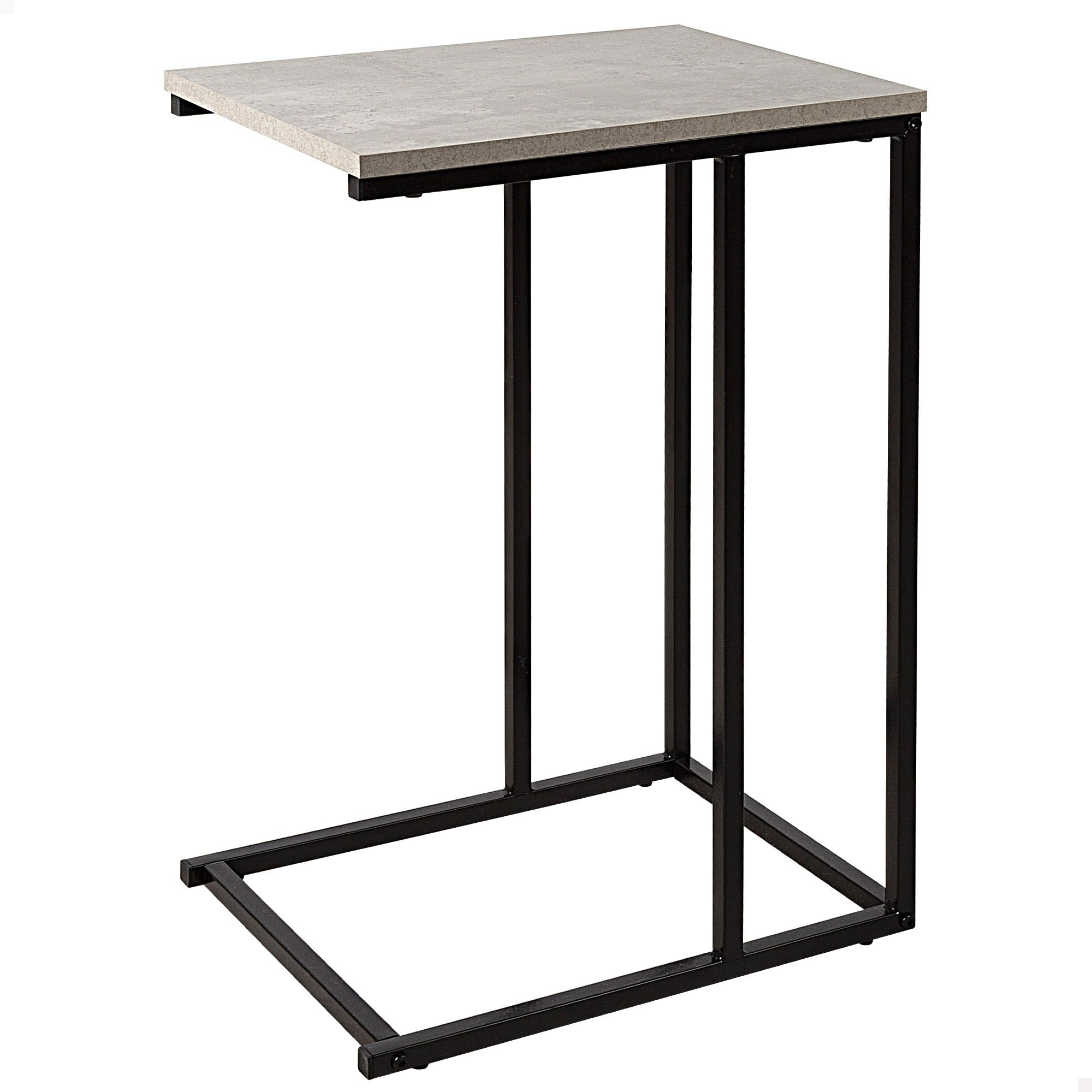 AKTIVE MAX Home Side Table, 40 x 30 x 59 cm, Maximum Supported Weight 5 kg, C-Shaped, Wood Tables, Cement Effect, Black Metal Frame, Decorative Living Room, Bedroom (18519)