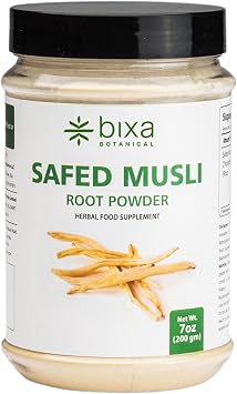 bixa BOTANICAL | Safed Musli Powder | Chlorophytum Borivilianum | Steam Treated Ayurvedic Root | Vegan | Non GMO | Clean Label | Strength and Vitality Support | 7 oz 200 g