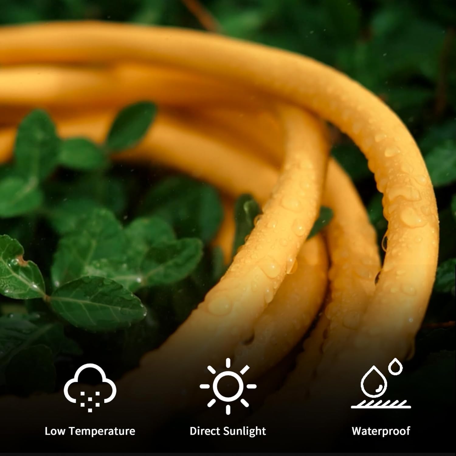 YOJOE - Cable de extensión para interiores y exteriores con extremo iluminado, cable de alimentación resistente a la intemperie de 3 clavijas, calibre 10, cable de extensión amarillo de 50 pies para