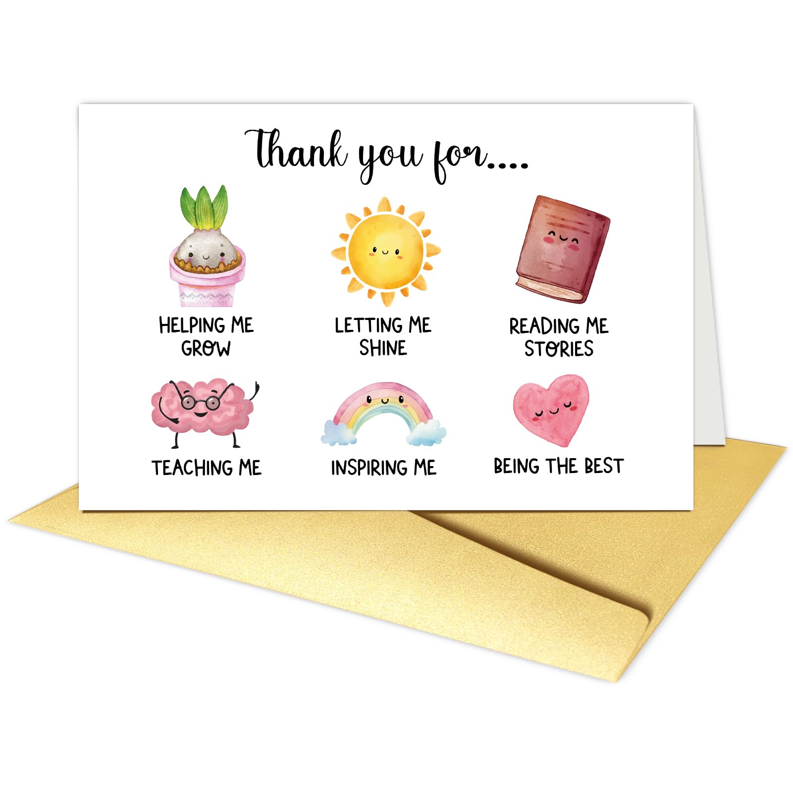 CheniveCute Teacher Thank You Card, Thank You Card Gift for Teacher, End of Term Card for Teacher, Teacher Appreciation Gifts for Women Men, Thank You for Helping Me Grow...
