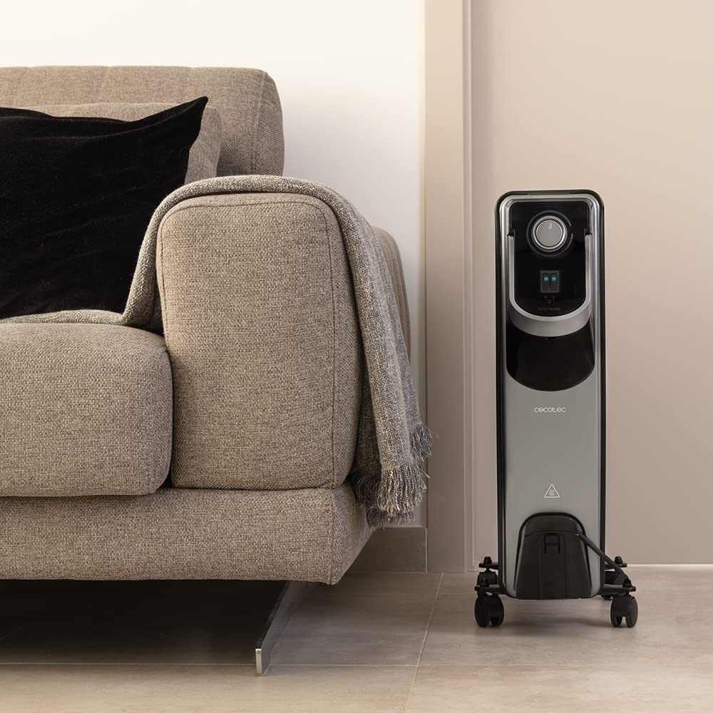 Cecotec Öl-Radiator ReadyWarm 9000 Space 360º Black. 2000 W, 9 Module, 3 Leistungsstufen, Kabelaufbewahrung, einfacher Steuerung, Griff, Rädern und doppeltem Sicherheitssystem, 22 m², Schwarz