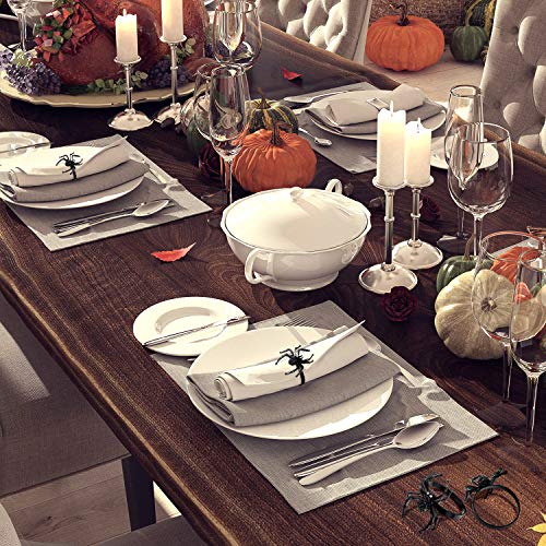 Halloween Napkin Spide Ring Alloy Napkin Holder Spider Design For Thanksgiving Party Home Kitchen Dining Room Table Accessories, Black (12 Pieces) #TOP4