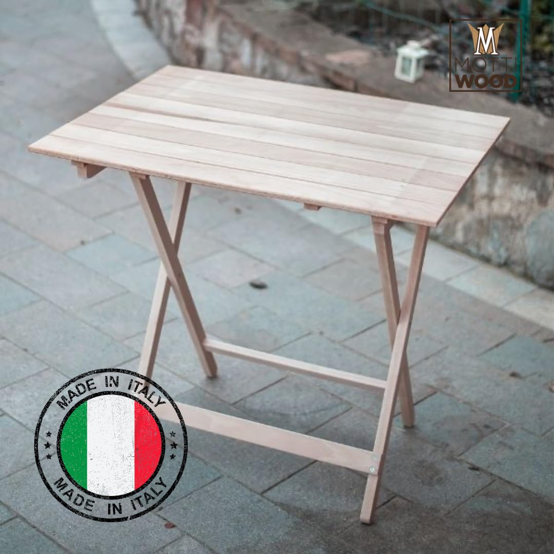 Tavolo Pieghevole 100x60x73.5cm Legno Faggio Salvaspazio Made in Italy