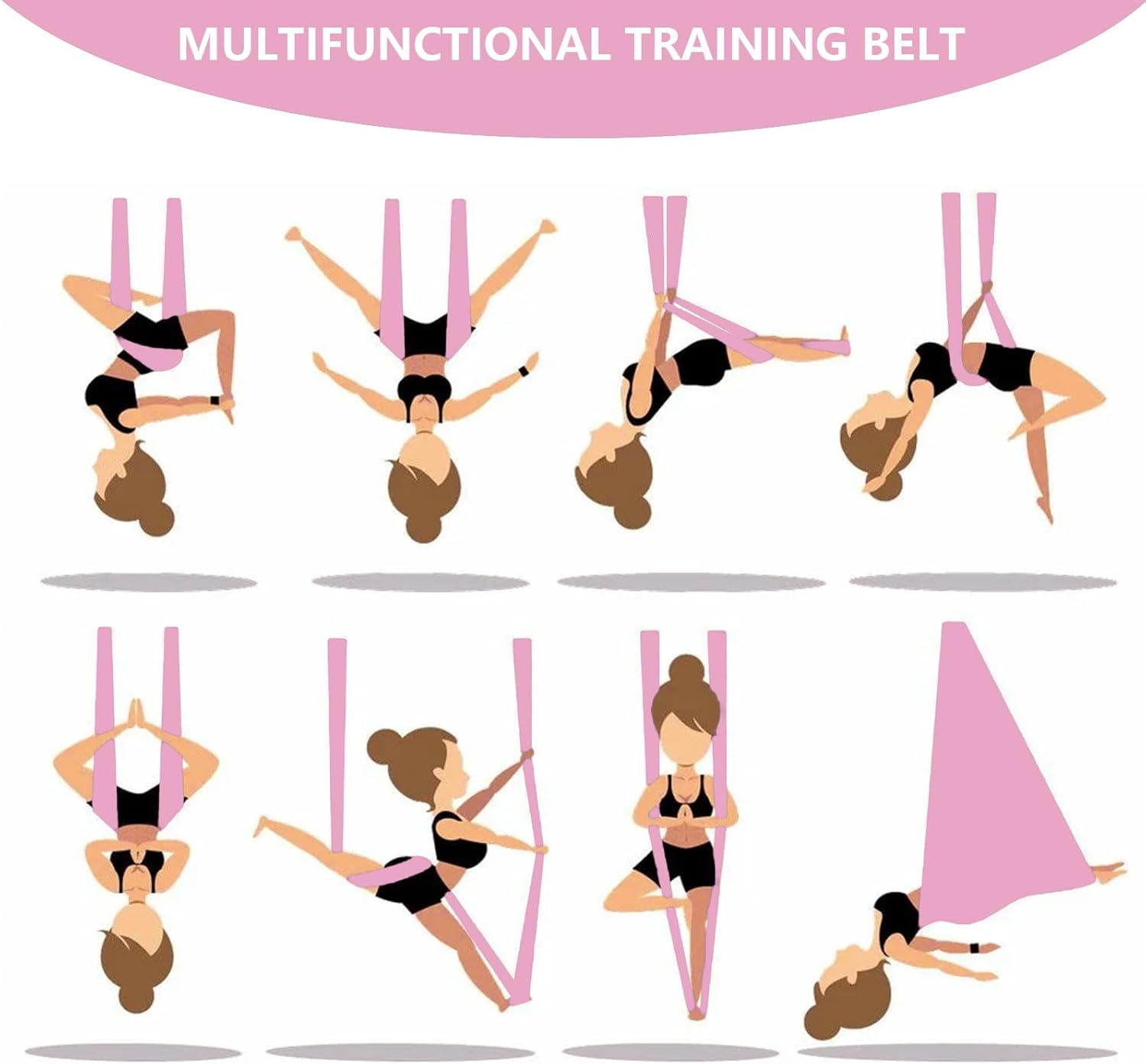 Yoga Stretching Strap, Adjustable Height Leg Stretch Strap Waist Back Stretch Band Aerial Yoga Anti-gravity Inversion Exercises Door Flexibility Tensile Trainer for Rehab Pilates Dance Splits