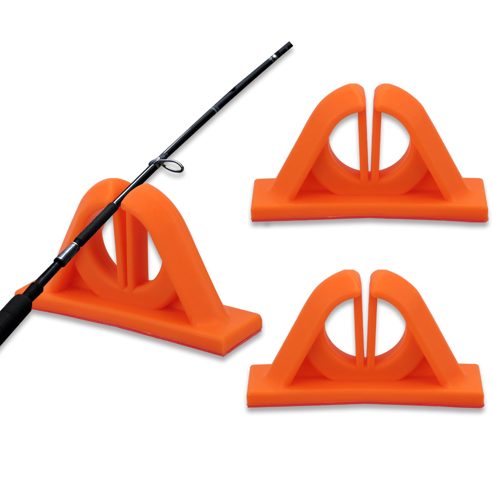 Lot De 2 Supports Canne à Pêche – Silicone, Adhésif Double-face, Sans Perçage – Pour Bateau, Garage, Mur Lisse