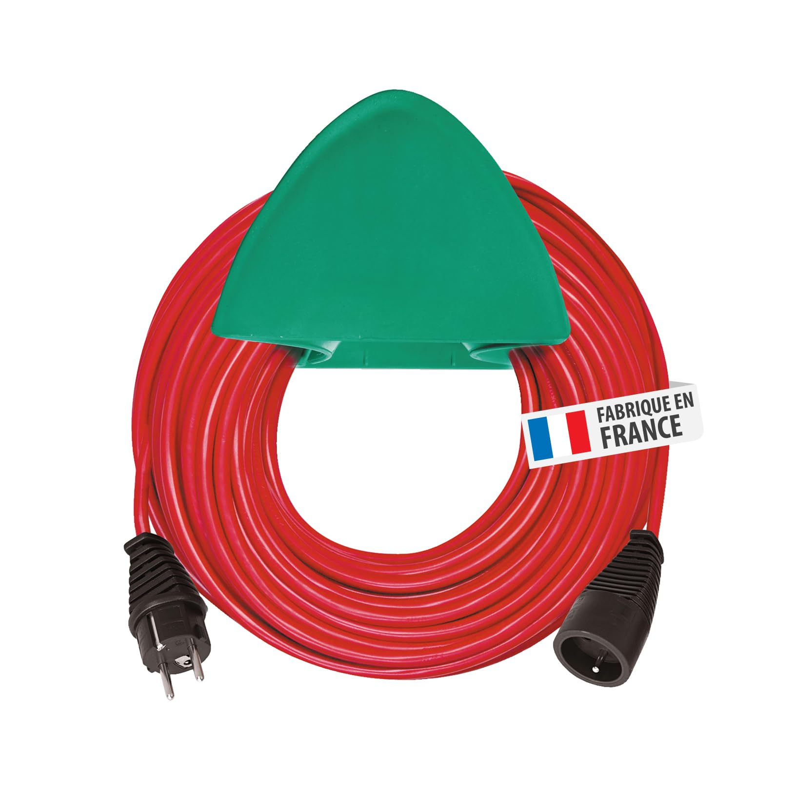Brennenstuhl Rallonge Rouge 15m de câble, avec Support Mural Vert, Fabrication Française 1167511
