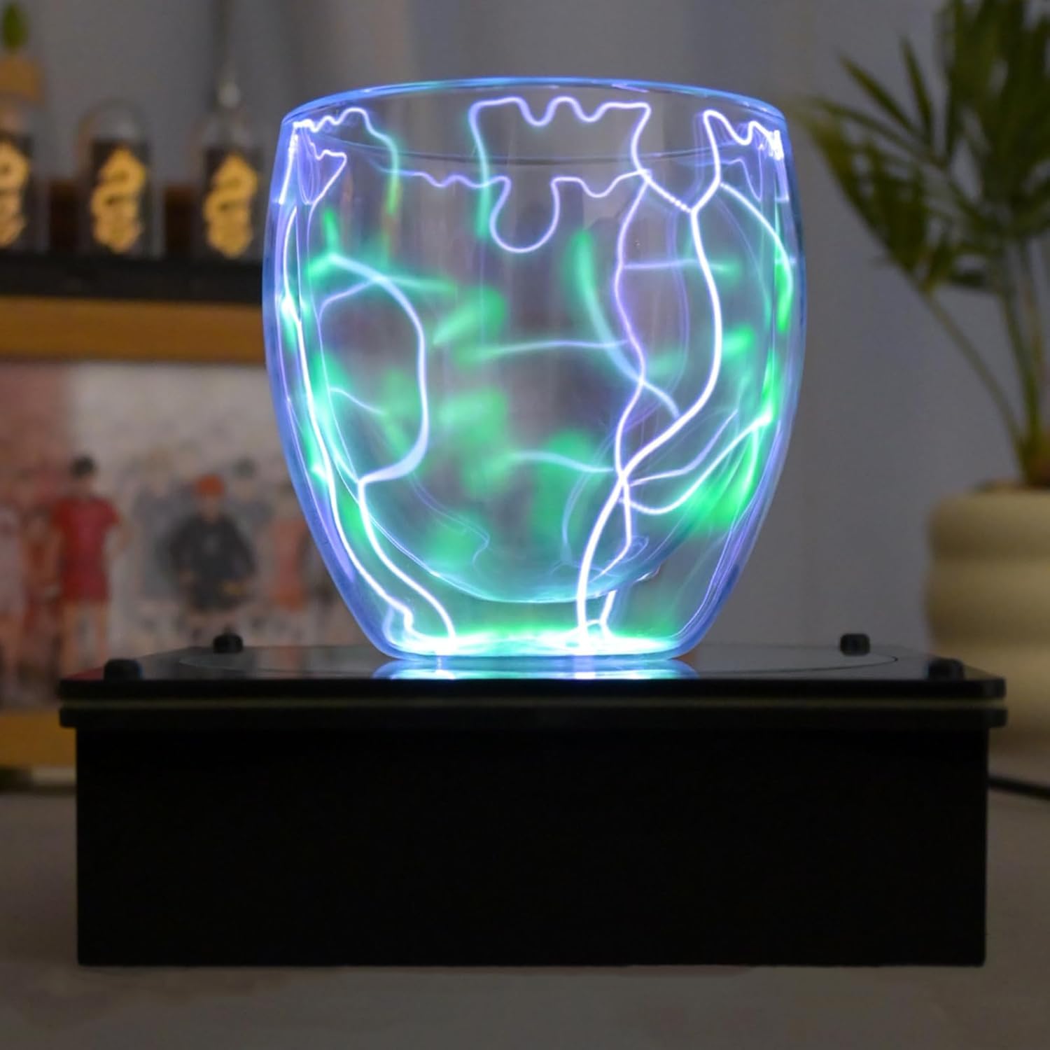 Lampa elektryczna z błyskawicą, światło w kształcie kubka plazmowego, kubek jonowy z niebieskim błyszczącym szklanym elementem, wrażliwy na dotyk, do dekoracji imprezowych, sygnał ostrzegawczy