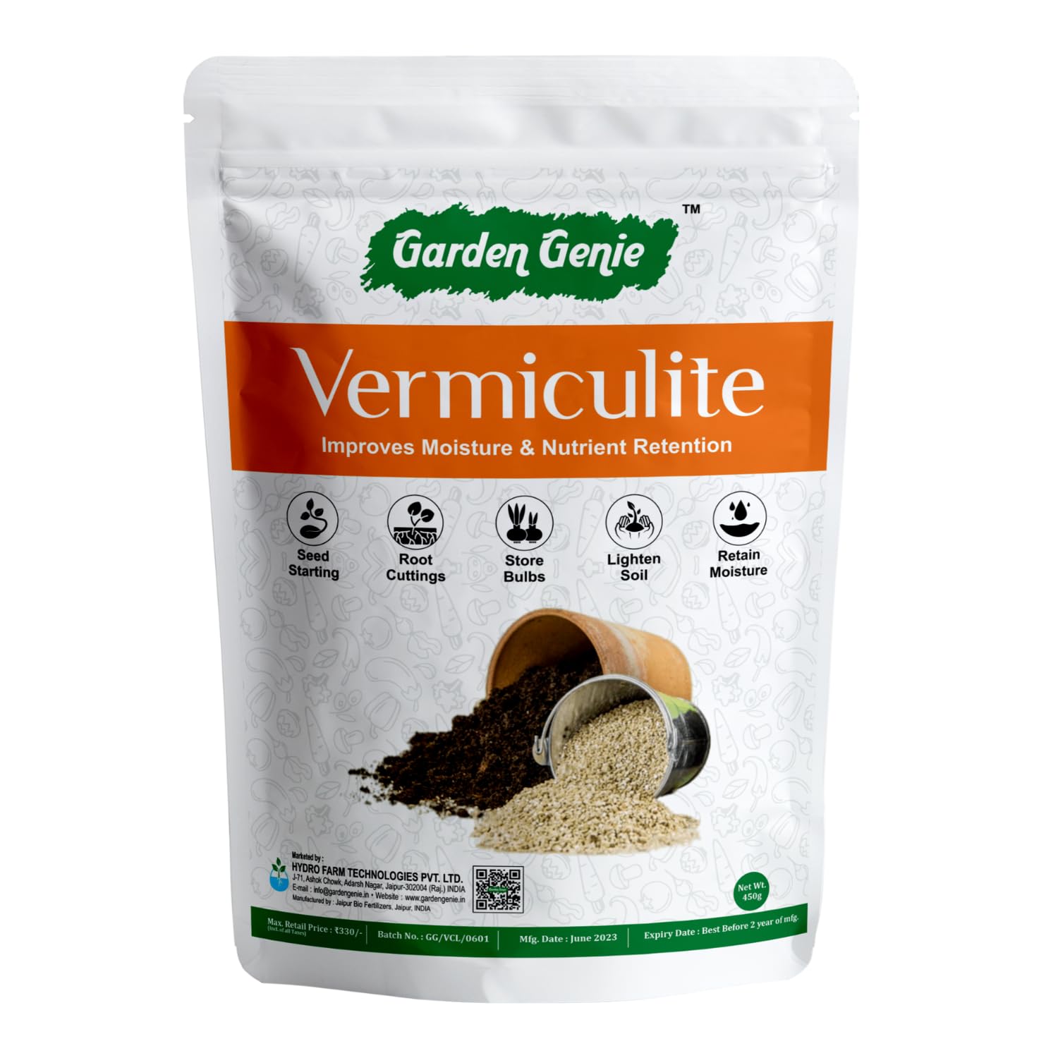 Garden Genie Vermiculite for Plants 450 Gm| 100% Organic Soil Additive for Home Gardening, Hydroponics, Potted Plants & Horticulture | Improves Water Drainage and Aeration (B0C89D671Z) Amazon Price History, Amazon Price Tracker