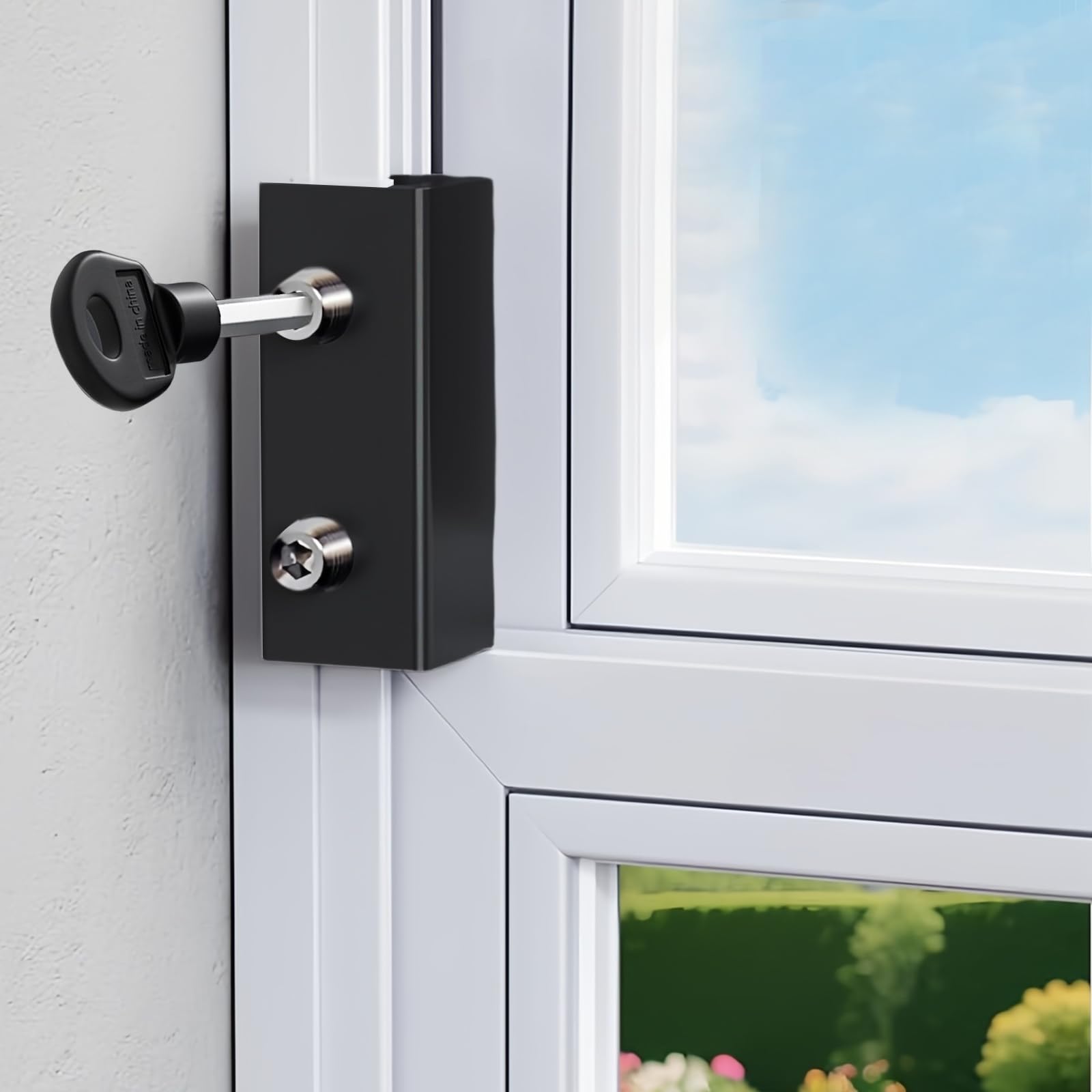 TIANLIN 4 Piezas Seguridad para Ventana Niños, Cerradura de Ventana de Aluminio Negro Ajustable, Adecuada para Puertas Corredizas y Ventanas con un Grosor de 1–16 mm, Incluye 2 Llaves