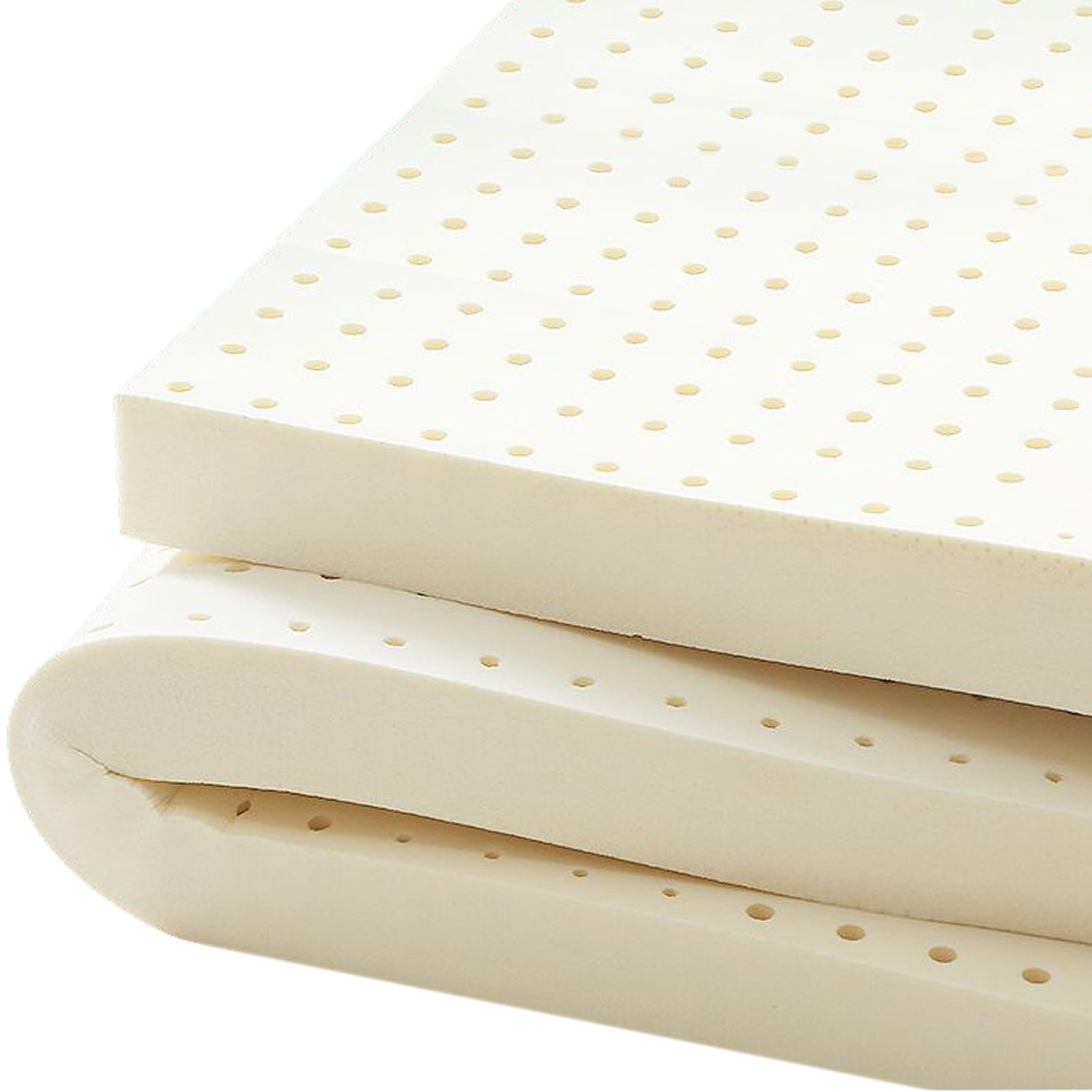 BIWKONI Home Natural Latex Mattress Topper Queen Size 3 Inch Thick Medium Firm Breathable Rebound Latex Mattress with