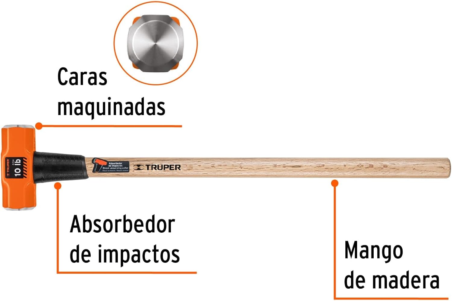 TRUPER MD-8M Sledge Hammers, 36" Handle 8 Lb (3.6Kg)