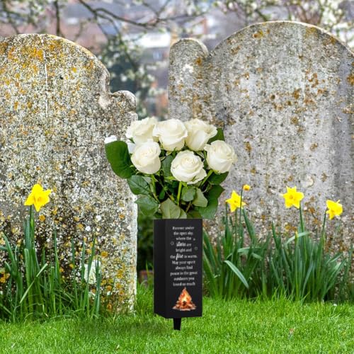 Jarrones de cementerio WEBEEDY metálicos que evitan caídas por viento en la tumba 8