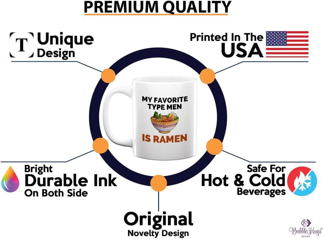 Ramen Lover Coffee Mug 11oz White - My Fav type of men Is Ramen - Food Lovers chicken pumpkin vegan pantry spicy noodles image 2