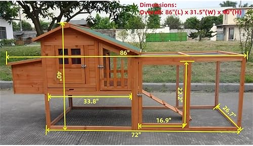 Miniatura 8 de Deluxe – Casa gallinero grande de madera para patio trasero, para 3 a 5 pollos, con caja de nido