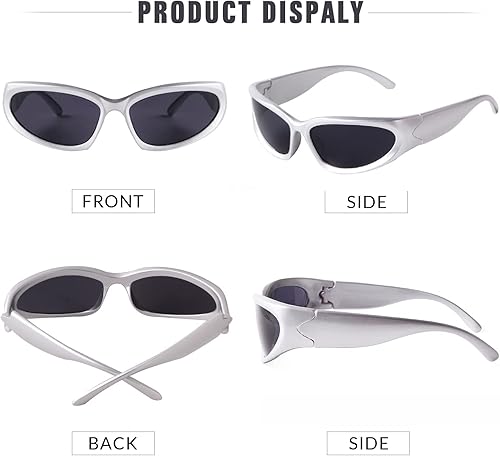 Miniatura 5 de VIA LEECA Gafas de sol de moda envolventes para mujeres y hombres, gafas de sol deportivas de moda futuristas
