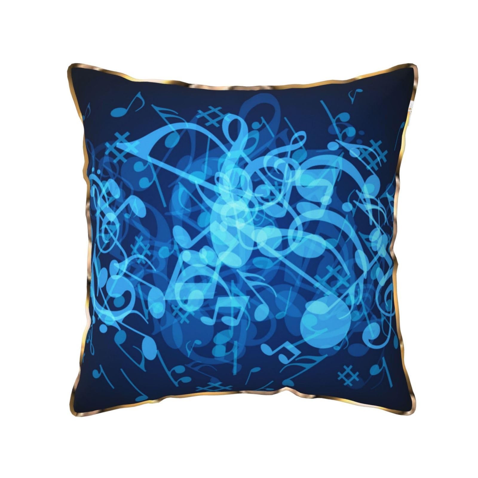 FZGGWYHL Blue Musical Notes printed Velvet Throw Pillow Cover Pillowcase