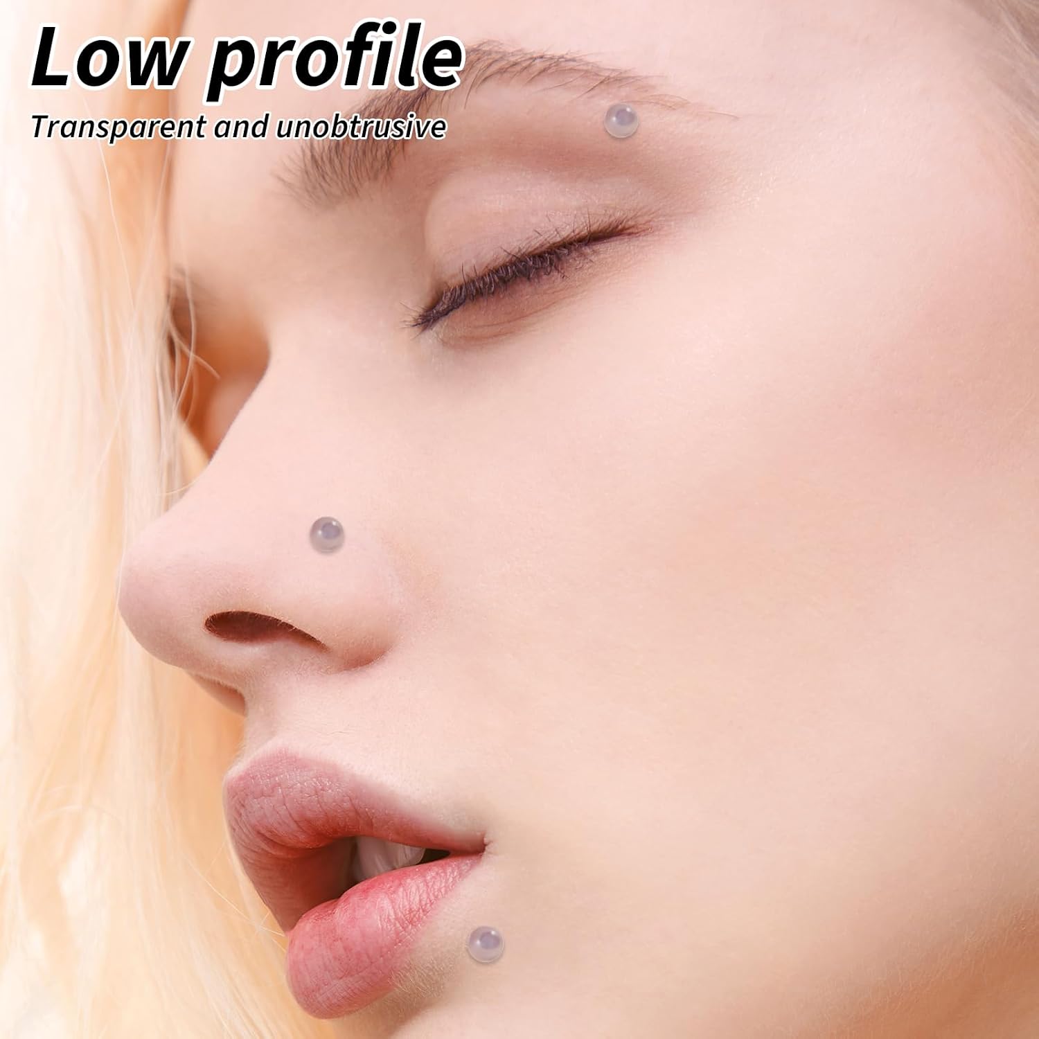 12 Pcs Flat Back Clear Earrings for Sports Acrylic Labret Jewelry Clear Nose Retainer Tragus Conch Cartilage Earrings Medusa Lip Rings Straight Nose Stud Piercing Jewelry for Surgery Work(6/8/10/12mm)