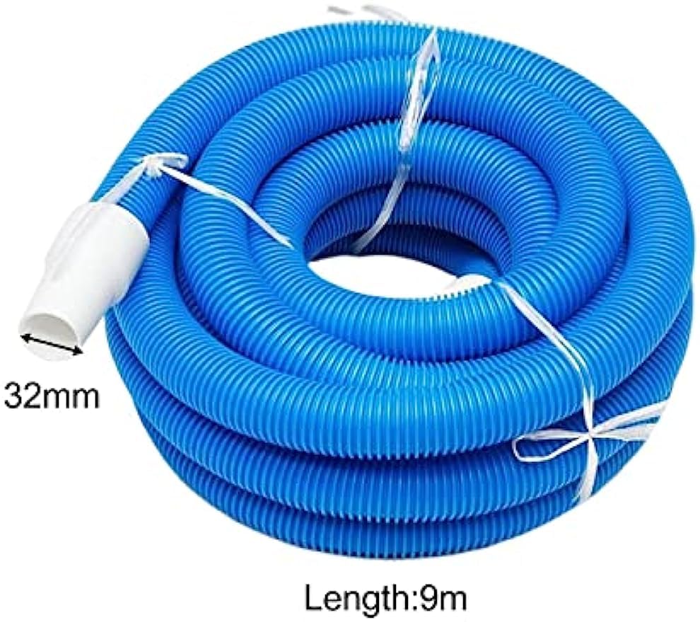 Wąż próżniowy do basenu z obrotowym mankietem, średnica 32 mm, długość 9 m, spiralne złącze nawinięte do wydajnego czyszczenia basenu