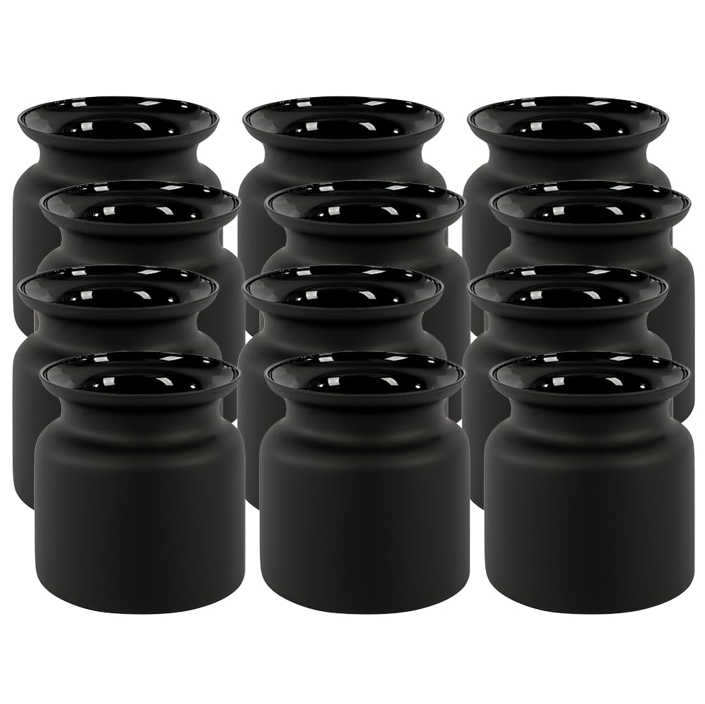12er-Set schwarz-Matte Tischvasen im XL-Format - Vasen aus Glas | Elegante Blumenvase für Tischdeko in Hotel, Büro und Gastronomie - modern & stilvoll für Restaurant und Event