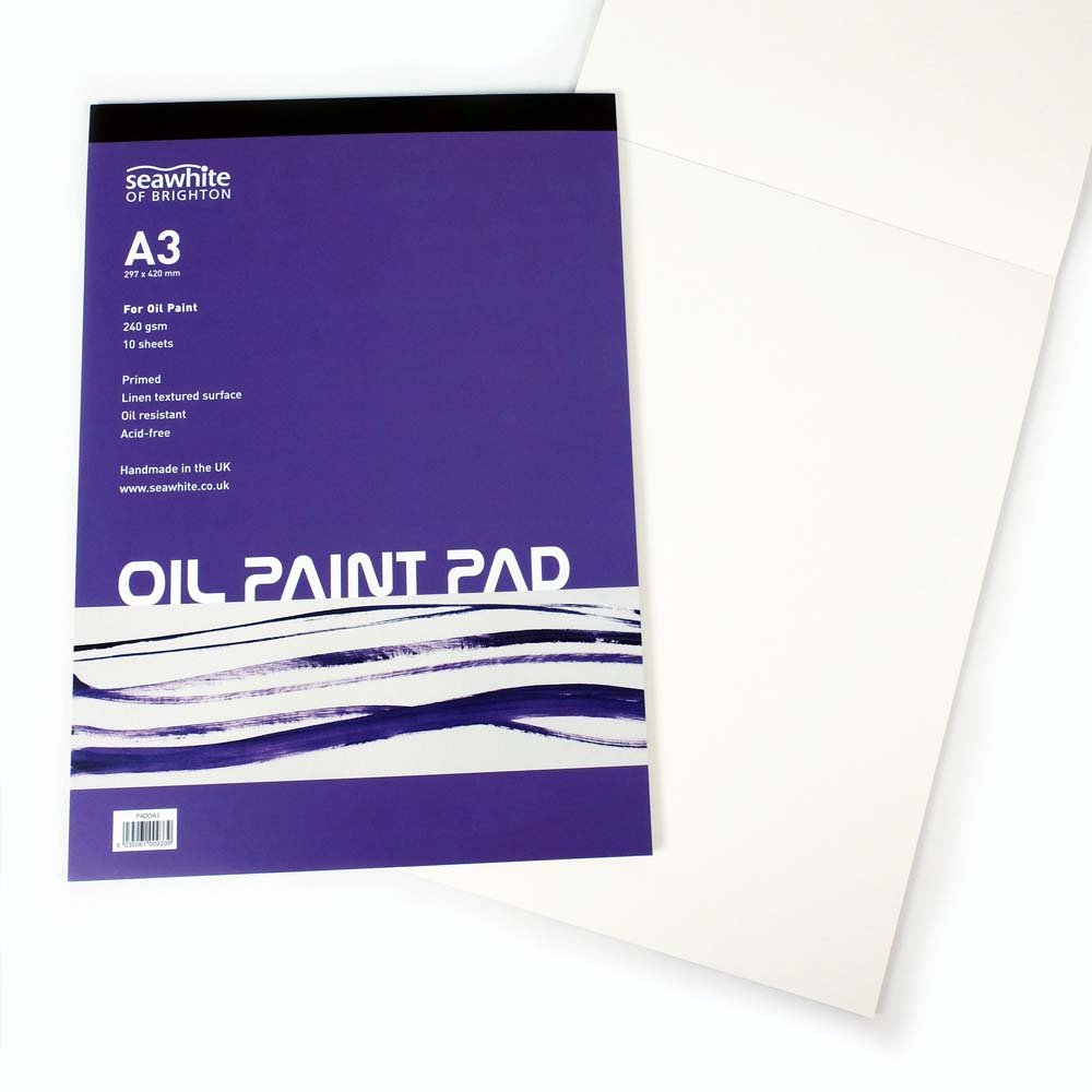 Seawhite White Sea - 10 Sheets Linen Textured Surface - A3 - Oil Painting Pad - 240 Gsm - Acid Free