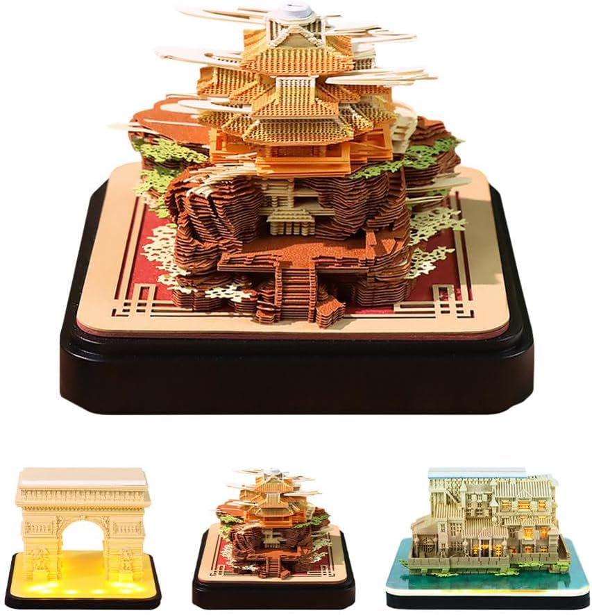 3d Calendar 2026,Time Piece Calendar 2026,3d Memo Pad,Ancient Architectural Paper Carvings And Ornaments,Can Be Used As A Bookmark,Suitable For Note Taking,Decorative Ornaments,Holiday Gifts