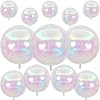 12Pcs Iridescent Round Foil Balloons, 22" 15" 10" 4D Clear Ball Balloon, Holographic Balloons for Birthday Wedding Folding Rainbow Under The Sea Mermaid Party decoration
