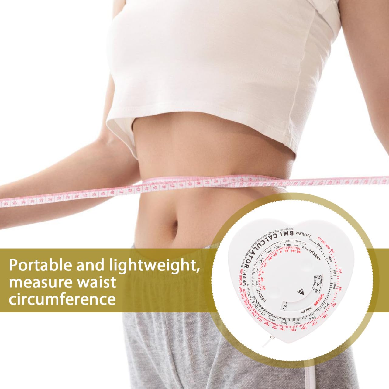 Didiseaon Fitness Measuring Tape Bmi Chart with Weight and Height Tape Measure for Body Measurements Plicometro Medical Tape Measure Points Book Bmi Poster Plastic White - Image 2